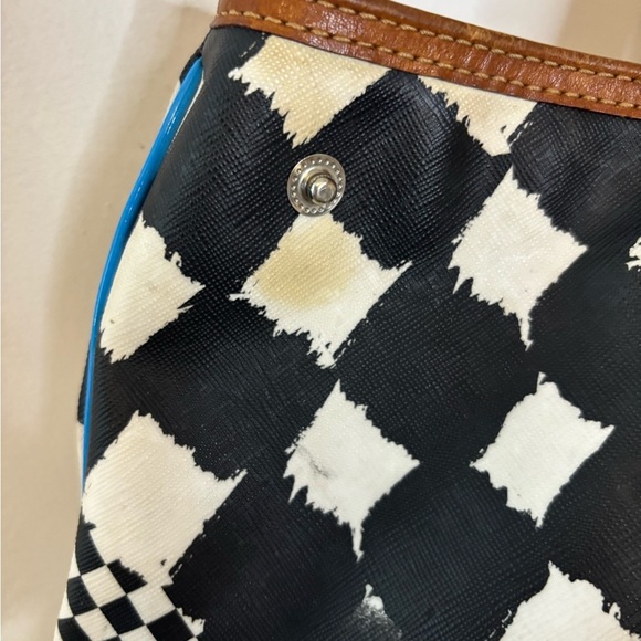 L.A.M.B. Y2K Black and White Leather Bullseye Checker Tote - Picture 10 of 12
